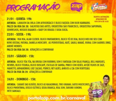 PROGRAMAÇÃO CARNAVAL